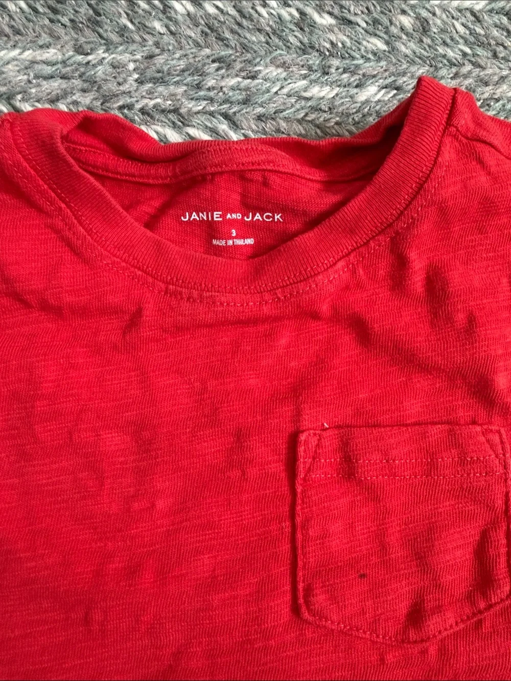 Janie and Jack Red Short Sleeve Pocket Tee